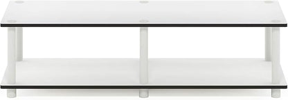 Furinno JUST TV Stand, 2-Tier Wide Entertainment Center with Open Shelf, No Tools TV Console for TV up to 46 Inch with Tubes, for Living Room, Bedroom, Plain White