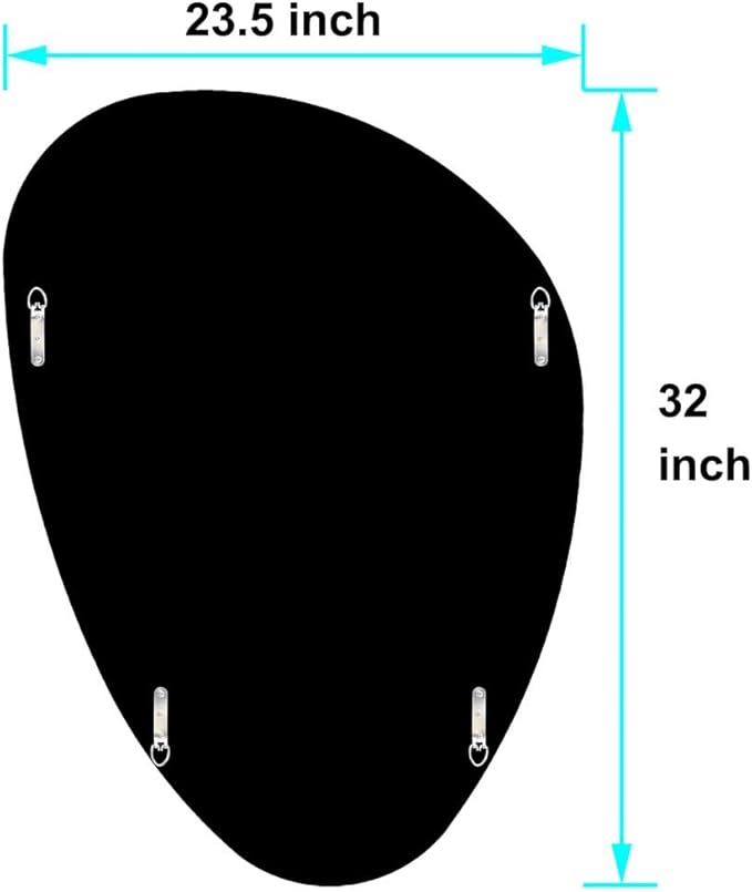 DMDFIRST Modern Irregular Shaped Wall Mirror – 32x23.5 Inch Decorative Oval Diamond Decor Mirror for Living Room, Bedroom, Bathroom, Entryway