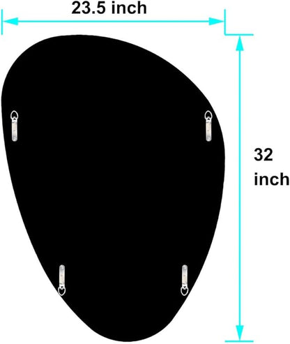 DMDFIRST Modern Irregular Shaped Wall Mirror – 32x23.5 Inch Decorative Oval Diamond Decor Mirror for Living Room, Bedroom, Bathroom, Entryway