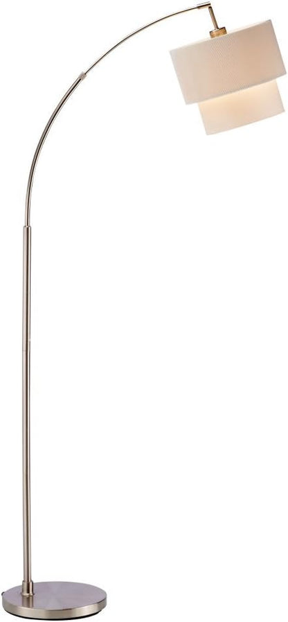 Adesso 3029-12 Gala Floor Lamp, 66-71 in, 150W Incandescent/CFL, Brushed Steel, 1 Arc Lamp
