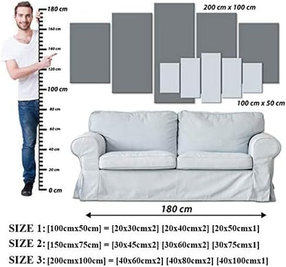 AWLXPHY Decor Home Decoration Wall Art Canvas for Living Room Framed Painting Pink and Grey 5 Panels Modern Still Life Love Stretched Artwork 3D Giclee (Grey, W80 x H40, Framed)
