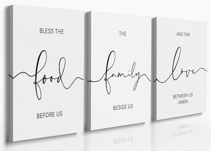 GUBIYU Dining Room Wall Art Decor Home Family Wall Pictures for Kitchen Wall Art Sign Canvas Prints The Family Beside Us Wall Decoration Black and White Home Living Room Bedroom Wall Decor 16"X24"