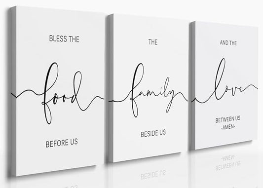 GUBIYU Dining Room Wall Art Decor Home Family Wall Pictures for Kitchen Wall Art Sign Canvas Prints The Family Beside Us Wall Decoration Black and White Home Living Room Bedroom Wall Decor 16"X24"