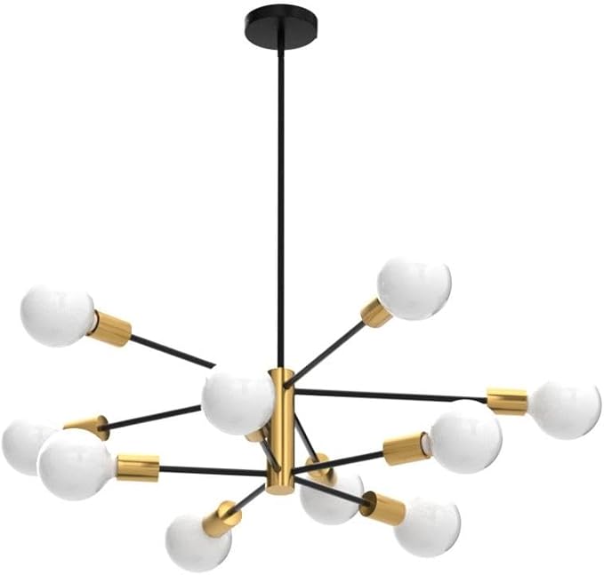 RUIYEY Sputnik Chandeliers Modern Black and Gold Chandeliers 10-Light Mid Century Farmhouse Chandelier Ceiling Light Fixture Height Adustable Pendant Light for Kitchen Island Living Room Dining Room