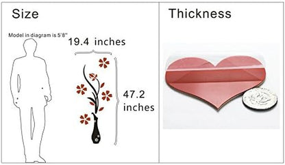 3D Vase Wall Murals for Living Room Bedroom Sofa Backdrop TV Background, Originality Stickers Gift, DIY Wall Decal Decor (Red, 47 X 18 Inches)