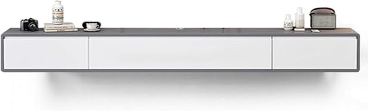 Modern Wall-Mounted Wooden TV Cabinet with Drawers & Doors, Media Console Table with Cable Management, Stylish White Entertainment Center (Size: 160x24x20)