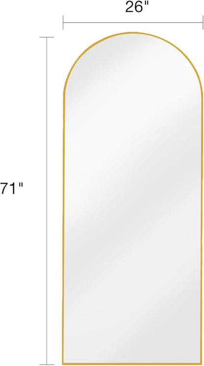 DYNWELL Arched Full Length Mirror, Floor Mirror with Stand, 71"x26" Large Wall Mirror Full Length, Body Floor Mirror, Wall Mounted for Bedroom, Gold