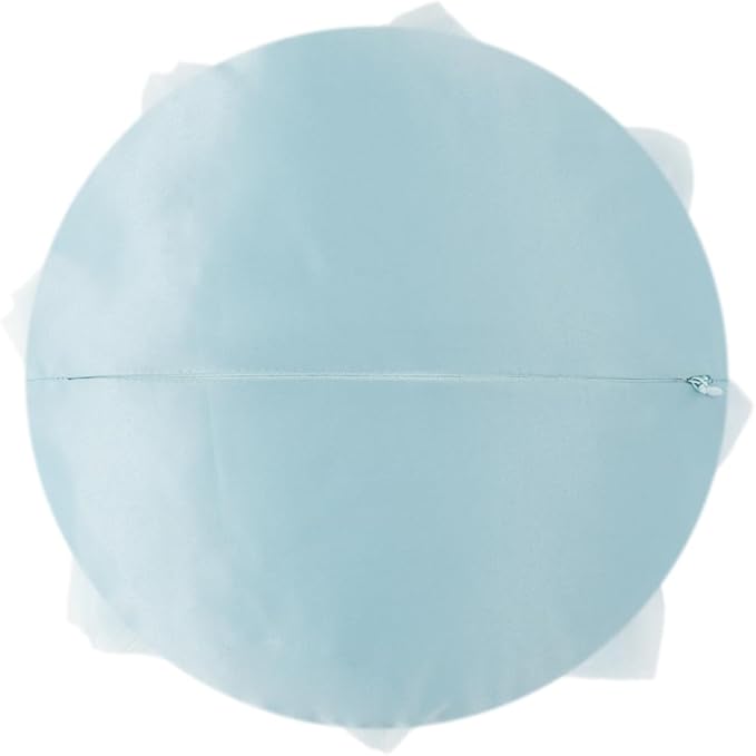 Light Blue Decorative 3D Round Flower Pillow Handmade Cute Floral Summer Throw Pillow with Insert Satin Accent Cushion for Sofa Bed Couch Living Room Brdroom Boho Home Decor 12 Inch