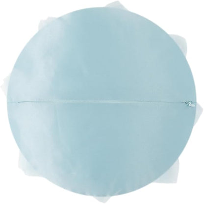 Light Blue Decorative 3D Round Flower Pillow Handmade Cute Floral Summer Throw Pillow with Insert Satin Accent Cushion for Sofa Bed Couch Living Room Brdroom Boho Home Decor 12 Inch