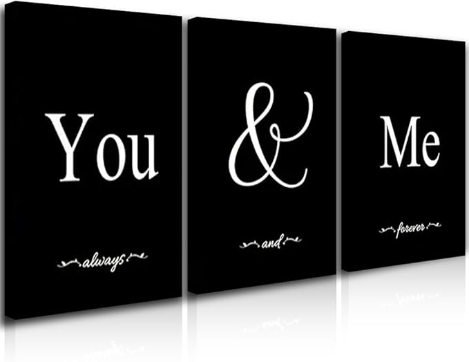 GUBIYU Set of 3 Framed Farmhouse You and Me Wall Art for Bedroom Decor Above Bed, Black White Pictures, Large 20"x28"