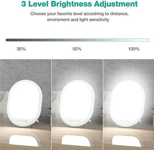 UV-Free 10000 Lux Daylight Lamp - Touch Control with 3 Brightness Levels & 4 Timer Functions, Large Surface & Rotatable Stand for Home/Office