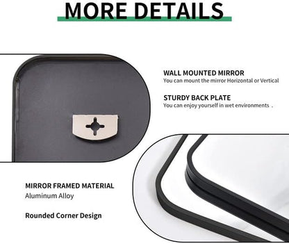 DESBING 30" x 48"Bathroom Mirror, Matte Black Wall Mirror with Metal Frame, Decorative Rectangular Vanity Mirror for Bedroom Bathroom Living Room Entryway (Horizontal/Vertical)