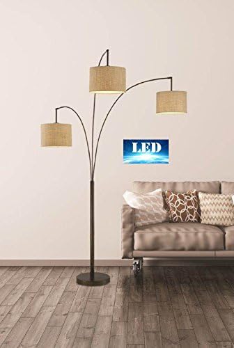 Artiva USA LED602108FBZ Lumiere Modern LED 3-Arched Floor Lamp with Dimmer, Antique Bronze, 80"