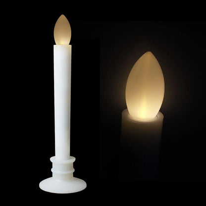 6 Pack Flameless Taper Candles with Remote/Timer, Battery Operated Flickering LED Window Candles, Vintage Christmas Electric Fake Candlesticks, White Holder