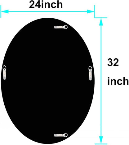 DMDFIRST Crystal Crushed Diamond Oval Shaped Silver Mirror Glam Bling for Wall Decoration 24x32x0.9inch Frameless Wall Hang Sparkly Glass Mirror Stunning Stylish Fashion Home Decor Decorative Mirror