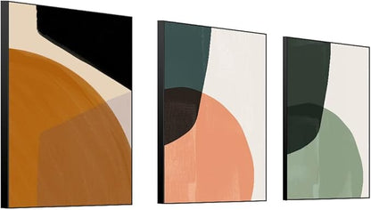 MPLONG Wall Art, Frame Canvas Wall Art Set, Striking Modern Minimalism, Abstract Natural Geometric Color Block Picture Prints, Aesthetic Living Room Bedroom Office Kitchen Wall Decor