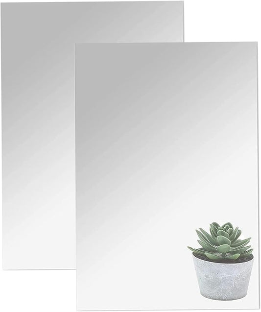16"x12" Acrylic Mirror Sheet, Flexible Non Glass Body Mirror Tiles Large Self Adhesive Mirror Stickers for Bathroom Bedroom Home Wall Decor (2pcs)