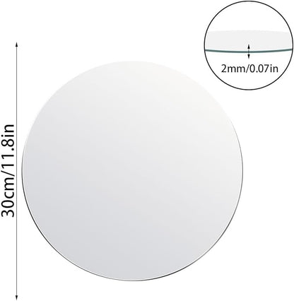 12'' Round Glass Mirror HD Large Makeup Circle Mirror for Wall Decor, Bathroom, Bedroom, Vanity, Living Room etc,