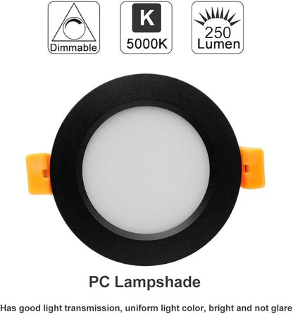 2 Inch LED Recessed Lighting, Dimmable Downlight 3W(35W Halogen Equivalent), CRI80, 5000K Daylight White Ceiling Light with LED Driver (16 Pack)