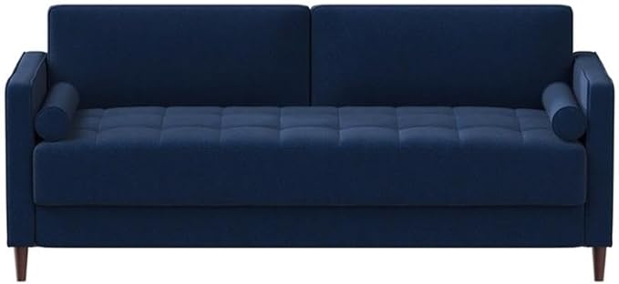 Studio Living® Lexington 75.6" Sofa, Mid-Century Modern, Pocket Coil Comfort, Easy Assembly, Woven Fabric, Navy Blue