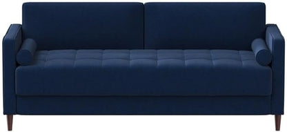 Studio Living® Lexington 75.6" Sofa, Mid-Century Modern, Pocket Coil Comfort, Easy Assembly, Woven Fabric, Navy Blue