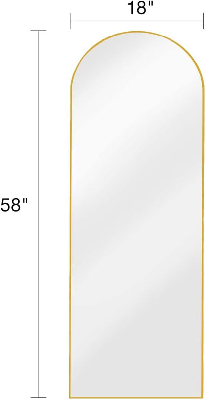 DYNWELL Arched Full Length Mirror, 18x58 in Gold, Wall or Floor Mounted, Bedroom Mirror