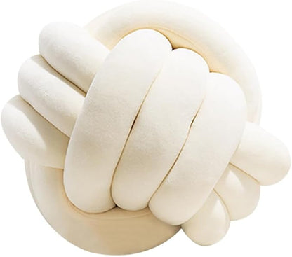 2 Pcs Knot Pillow Ball, Ivory Knotted Pillow Plush Ball Pillows, 8.7" Decorative Throw Pillows for Sofa Couch Aesthetic Home Decor