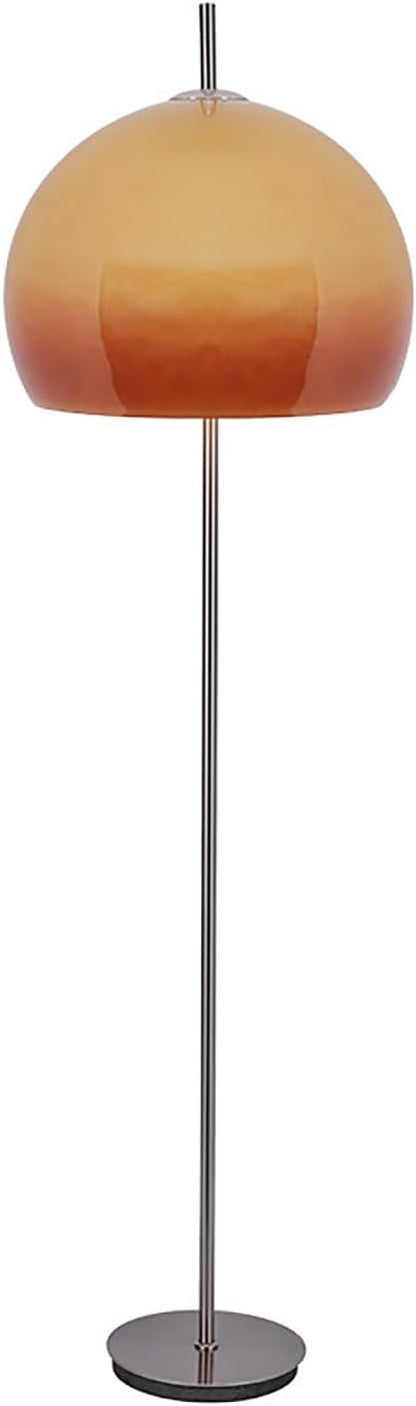 MIXL-Orange Mushroom Floor Lamp,Chrome Floor Lamp with Foot Switch,Dimmable Standing Lamp with Dome Shade,Mid-Century Modern Reading Lamp for Living Room Bedroom and Office