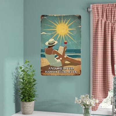 Metal Sign 'She Lived Happily Ever After' - Vintage Retro Aluminum Tin Sign for Garden, Kitchen, Office, Home, Bar, Cafe Decor - 8x12 Inch