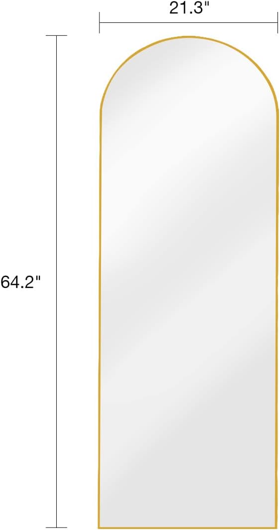DYNWELL Arched Full Length Mirror, Floor Mirror with Stand, 64"x21", Wall Mirror Full Length, Gold Floor Length Mirror, Gold