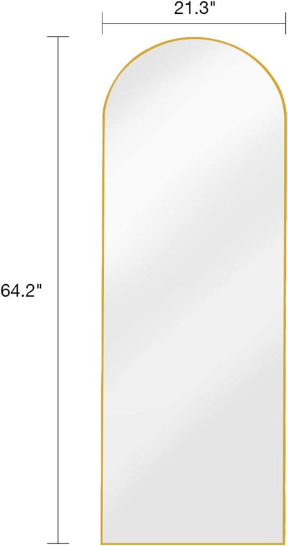 DYNWELL Arched Full Length Mirror, Floor Mirror with Stand, 64"x21", Wall Mirror Full Length, Gold Floor Length Mirror, Gold