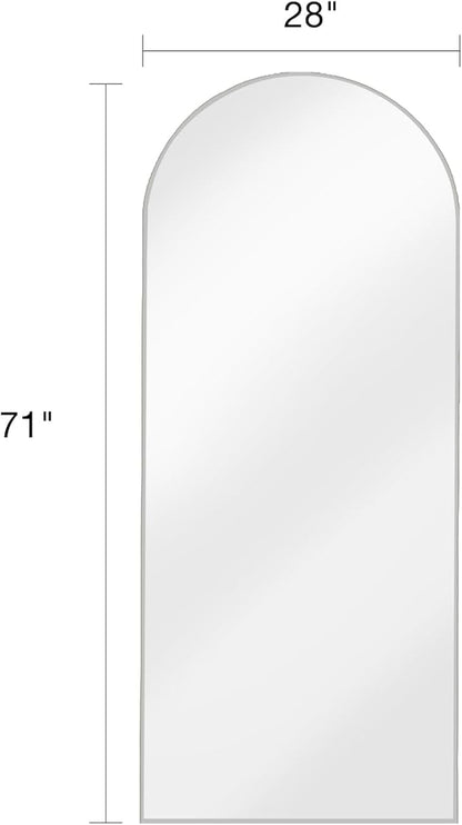 ITSRG Floor Mirror, Full Length Mirror with Stand, Arched Wall Mirror, 27"x71"Mirror Full Length, Floor Mirror Freestanding, Wall Mounted Mirror for Bedroom Living Room, Silver