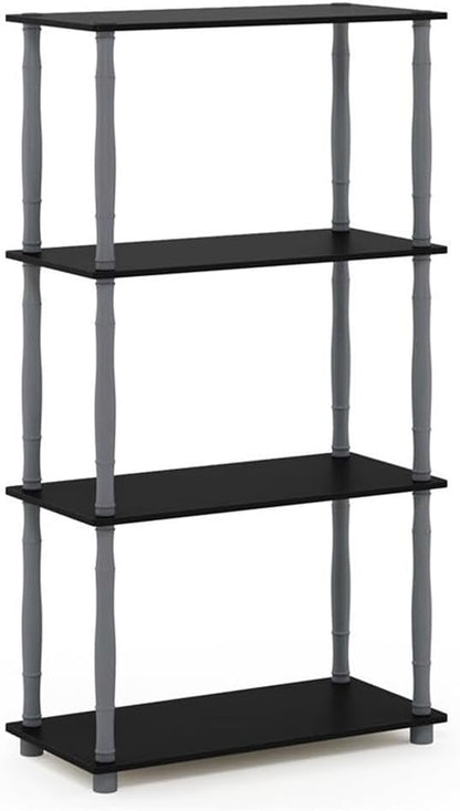 Furinno Turn-N-Tube 4-Tier Multipurpose Shelf Display Rack, Classic Tubes, Black/Grey