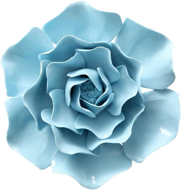 AMERRY 3D Flower Wall Art, Handmade Porcelain Decor for Home Office (Blue, Peony, 4.72")