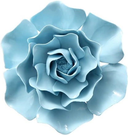 AMERRY 3D Flower Wall Art, Handmade Porcelain Decor for Home Office (Blue, Peony, 4.72")