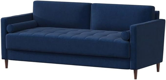 Studio Living® Lexington 75.6" Sofa, Mid-Century Modern, Pocket Coil Comfort, Easy Assembly, Woven Fabric, Navy Blue