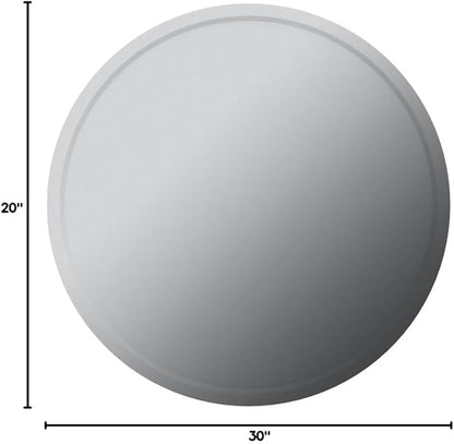 30-Inch Frameless Round Wall Mirror, Decorative Beveled Edge Bathroom Circle Mirror for Entryway, Washroom, Living Room and More