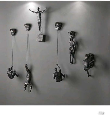 Climbing Men Wall Art Decor Sculpture,Nordic Modern Simplicity Decorative Wall Art, Climbing Man Sculptures,Home & Office Climber Gifts(Stone)