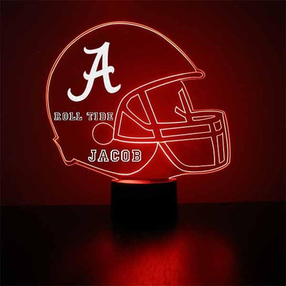 Custom University of Alabama Crimson Tide Football Helmet LED Sign Night Light Lamp with Remote and Personalized Name or Image, Officially Licensed from The CLC by Mirror Magic Gifts, Made in The USA