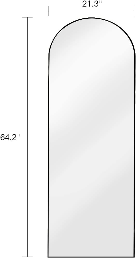 DYNWELL Arched Full Length Mirror, Floor Mirror with Stand, 64"x21" Large Mirror, Wall Mirror Full Length, Black Floor Length Mirror, Body Floor Mirror, Wall Mounted Mirror for Bedroom, Black