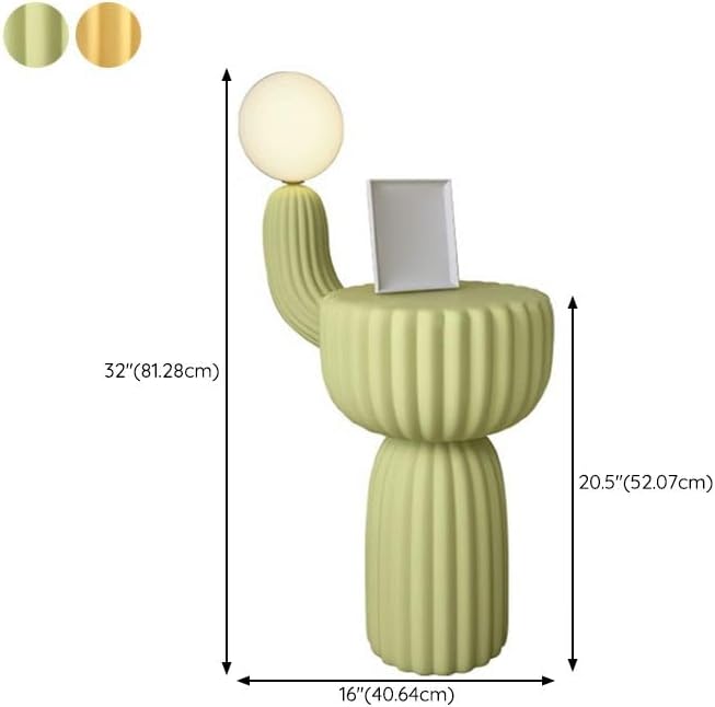 Floor Lamp Standing Lamp, Contemporary 3-Color Light Globe Plastics Lampshape Resin Floor Lamp with Table for Living Room Reading Bedroom Home Office, Yellow