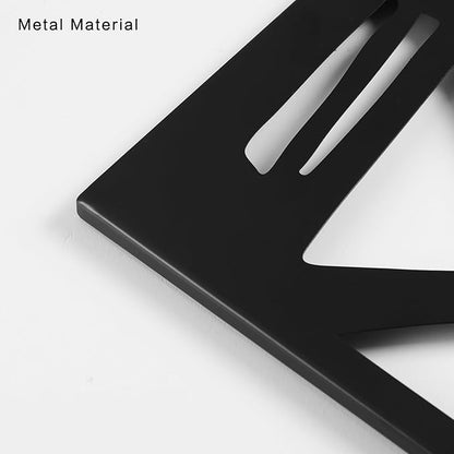 AMAATE Minimalist Abstract Line Art Metal Wall Decor Set of 4, Black Iron Geometric Sculptures with Curved Patterns and 3D Effect, Modern Artistic Wall Accents for Living Room, Bedroom, Home Office and Studio Decor, 14.6" X 22.5"