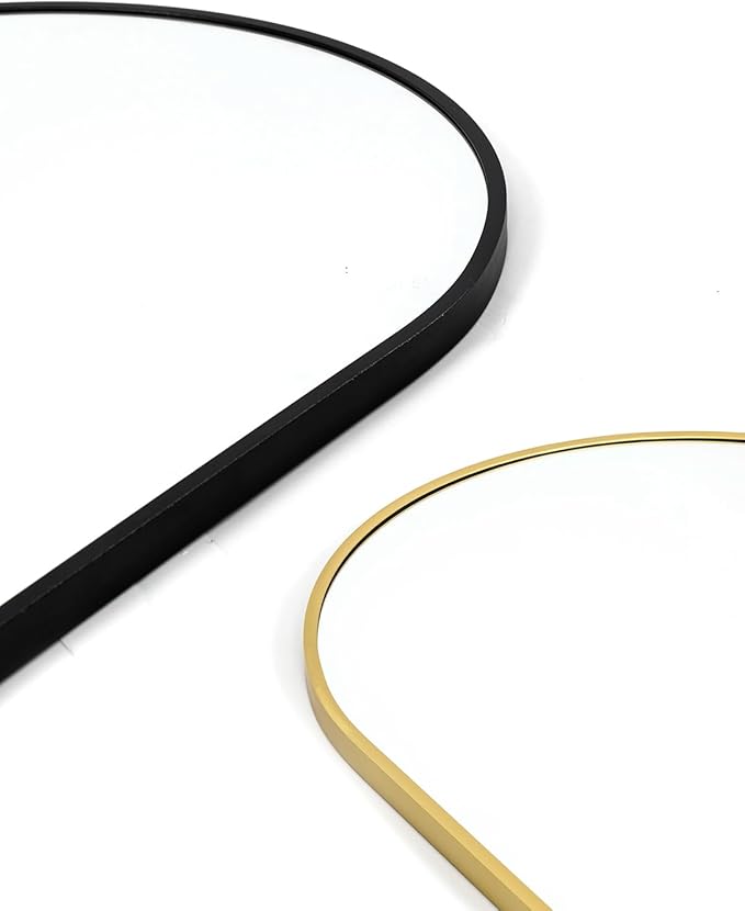 Full Length Mirror - 14'' x 48'' Arched Hanging/Leaning Mirror, Home Decor, Gold