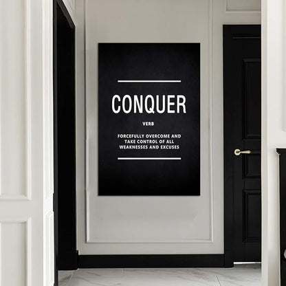 Yatsen Bridge Motivational Wall Art for Office Inspirational Canvas Painting Conquer Verb Posters Inspiring Quotes Positive Motto Sign Prints Artwork Home Living Room Decorations Framed (24”Wx36”H)