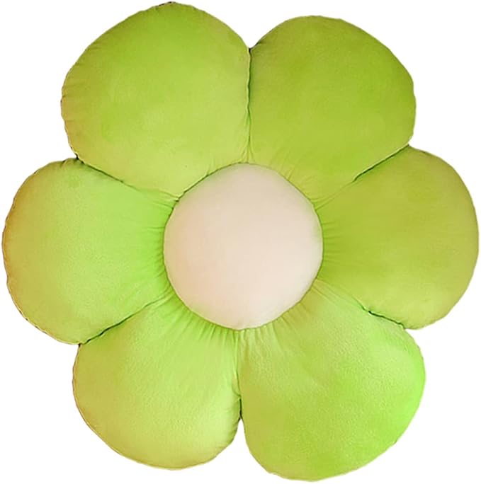 lannery Flower Plush Throw Pillows, Flower Floor Pillow Seating Cushion Toy for Reading, Room, Watching TV (11.8", Green)
