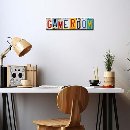 Game Room Sign Vintage Decor Basement Wall Signs Gameroom Decorations Ideas Games Retro Gamer Wall Art Gaming Retro Gift Accessories 4 x 16in