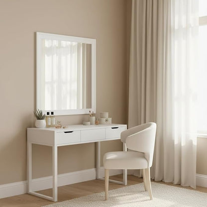 White Mirror for Bathroom,Rectangle Rustic 30 x 36 inch Vanity Mirror for Wall,Wall-Mounted Hanging Mirror for Entryway,Bedroom or Living Room