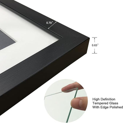 11x14 Picture Frame Set of 3 with Real Glass for Pictures 8x10 with Mat or 11x14 Without Mat, Wall Gallery or Tabletop display Photo Frames in Black