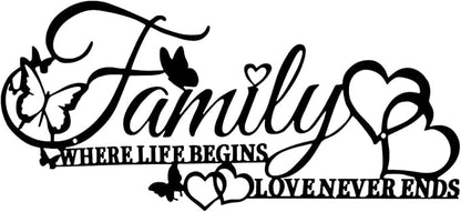 BFORXRO Family Signs for Home Decor Wall Black Metal Wall Art Family Wall Decor for Living Room Bedroom Kitchen