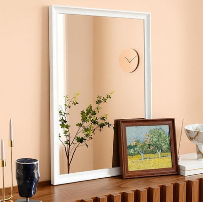 USHOWER White Bathroom Mirrors for Over Sink 30x40 Inch, Metal Framed Rectangle Vanity Mirror for Wall, Bedroom, Living Room, Entryway, Farmhouse, Anti-Rust, HD Tempered Glass, Horizontal/Vertical